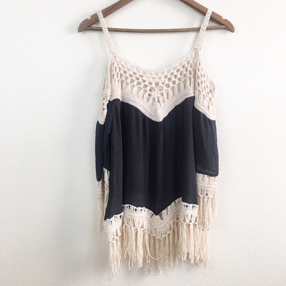 Dreamers NWT Boho Crocheted Peasant Top - Picture 2 of 8